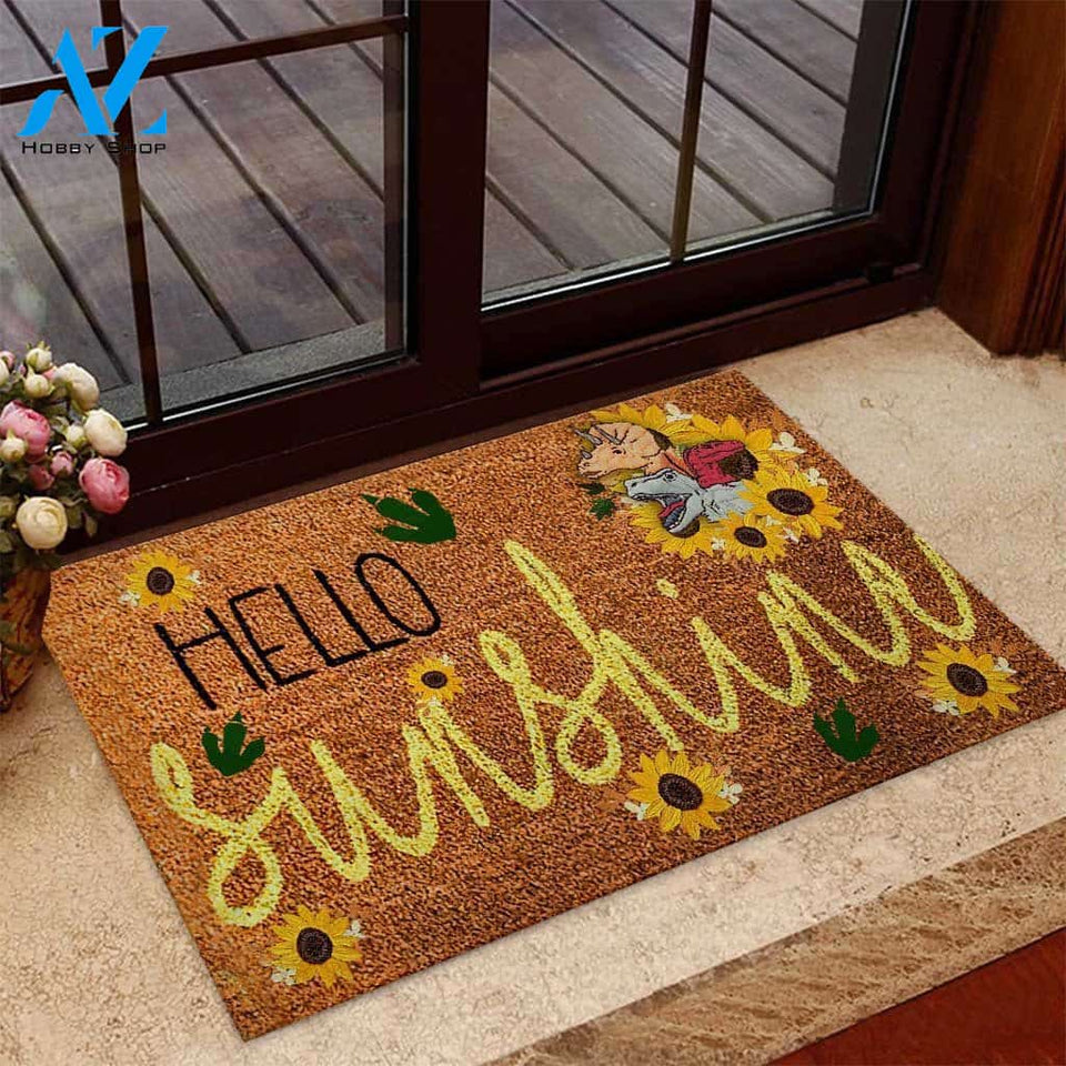 Hello sunshine Dinosaur Doormat | Welcome Mat | House Warming Gift