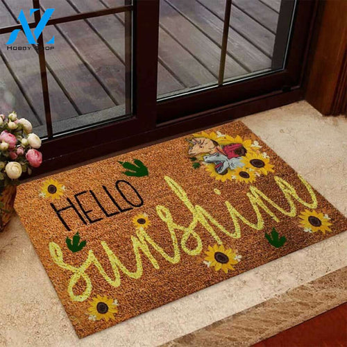 Hello Sunshine – Dinosaur Easy Clean Welcome DoorMat | Felt And Rubber | 40x60 cm | 45x75 cm | 60x90 cm | Colorful | DO1070