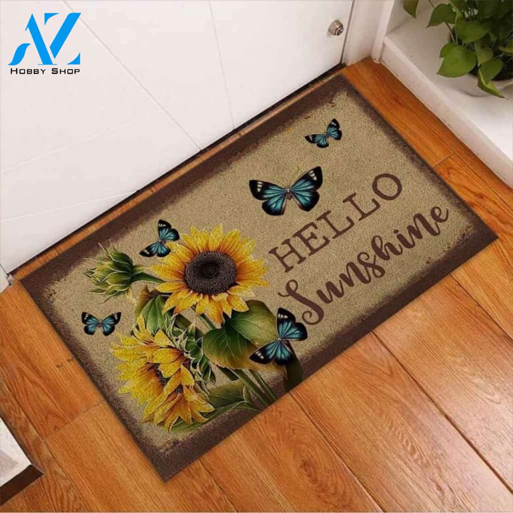 Hello Sunshine Doormat Welcome Mat Housewarming Gift Home Decor Funny Doormat Gift For Sunflower Lovers Gift For Friend Birthday Gift