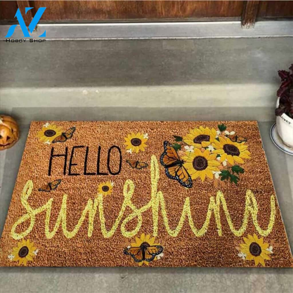 Hello Sunshine Easy Clean Welcome DoorMat | Felt And Rubber | 40x60 cm | 45x75 cm | 60x90 cm | Colorful | DO1071