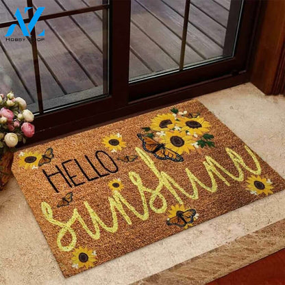 Hello Sunshine Easy Clean Welcome DoorMat | Felt And Rubber | 40x60 cm | 45x75 cm | 60x90 cm | Colorful | DO1071