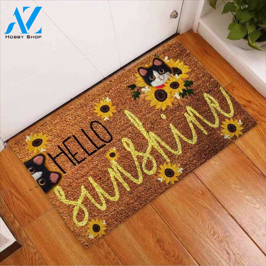 Hello Sunshine Easy Clean Welcome DoorMat | Felt And Rubber | 40x60 cm | 45x75 cm | 60x90 cm | Colorful | DO1072