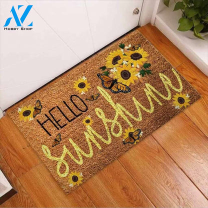 Hello Sunshine Easy Clean Welcome DoorMat | Felt And Rubber | 40x60 cm | 45x75 cm | 60x90 cm | Colorful | DO1071