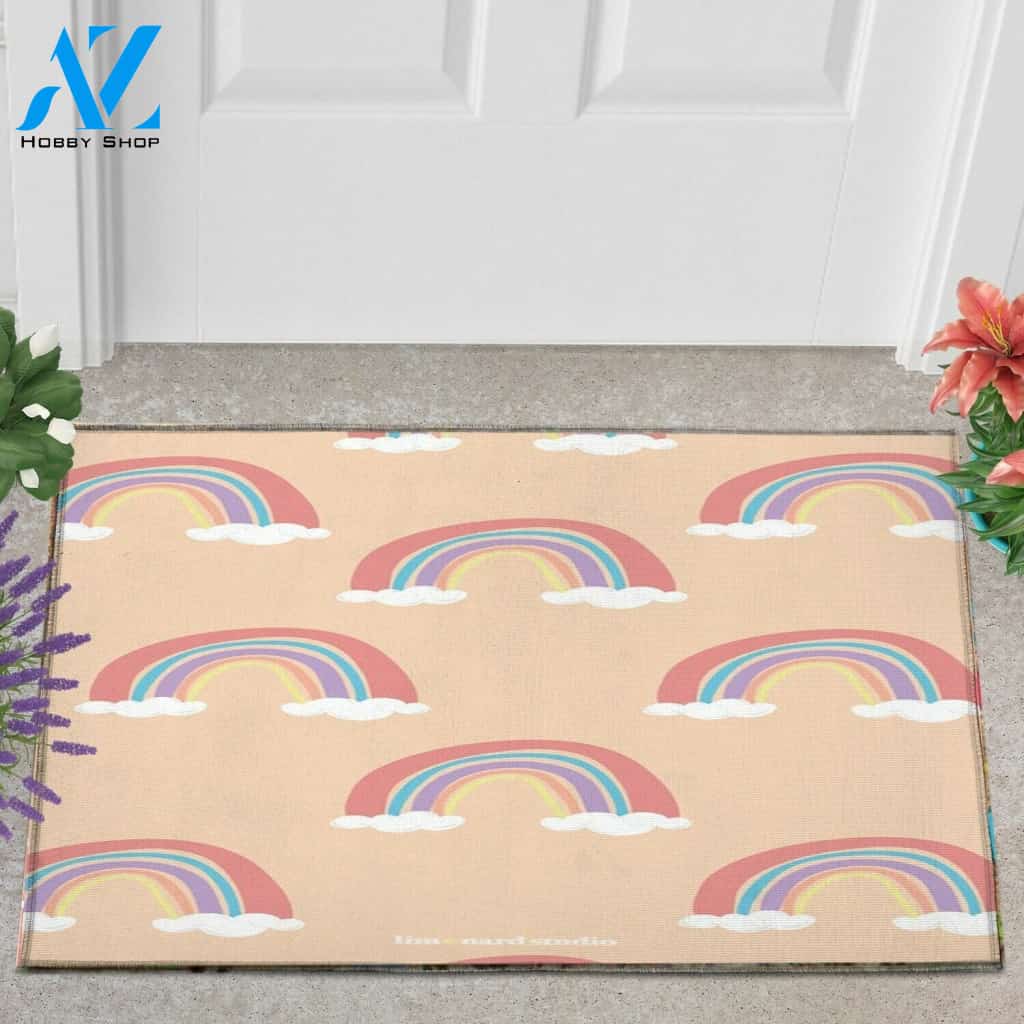 Hello Sunshine Rainbow Summer Cute Funny Indoor And Outdoor Doormat Warm House Gift Welcome Mat Gift For Friend Family