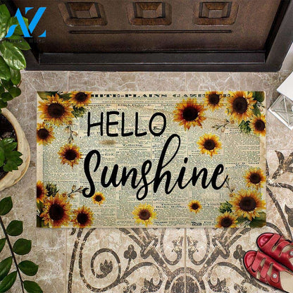 Hello Sunshine – Sunflower Easy Clean Welcome DoorMat | Felt And Rubber | 40x60 cm | 45x75 cm | 60x90 cm | Colorful | DO1078