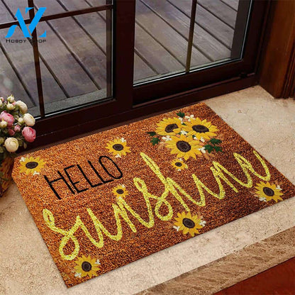 Hello Sunshine – Sunflower Easy Clean Welcome DoorMat | Felt And Rubber | 40x60 cm | 45x75 cm | 60x90 cm | Colorful | DO1076