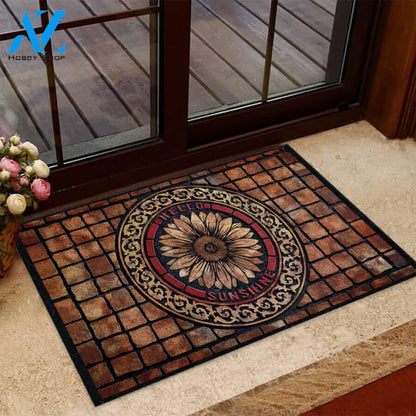 Hello Sunshine – Sunflower Easy Clean Welcome DoorMat | Felt And Rubber | 40x60 cm | 45x75 cm | 60x90 cm | Colorful | DO1077