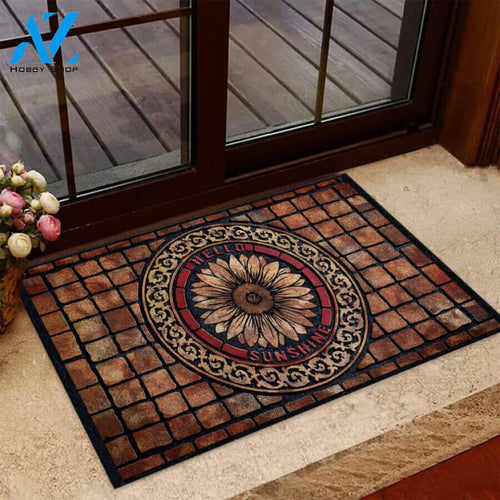 Hello Sunshine – Sunflower Easy Clean Welcome DoorMat | Felt And Rubber | 40x60 cm | 45x75 cm | 60x90 cm | Colorful | DO1077