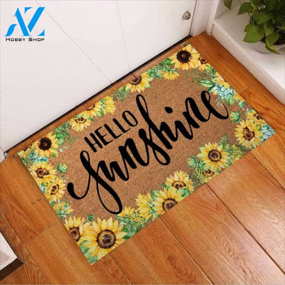 Hello Sunshine – Sunflower Easy Clean Welcome DoorMat | Felt And Rubber | 40x60 cm | 45x75 cm | 60x90 cm | Colorful | DO1075