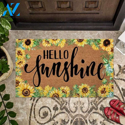 Hello Sunshine – Sunflower Easy Clean Welcome DoorMat | Felt And Rubber | 40x60 cm | 45x75 cm | 60x90 cm | Colorful | DO1075