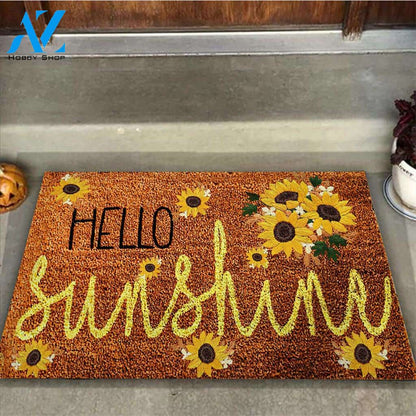 Hello Sunshine – Sunflower Easy Clean Welcome DoorMat | Felt And Rubber | 40x60 cm | 45x75 cm | 60x90 cm | Colorful | DO1076