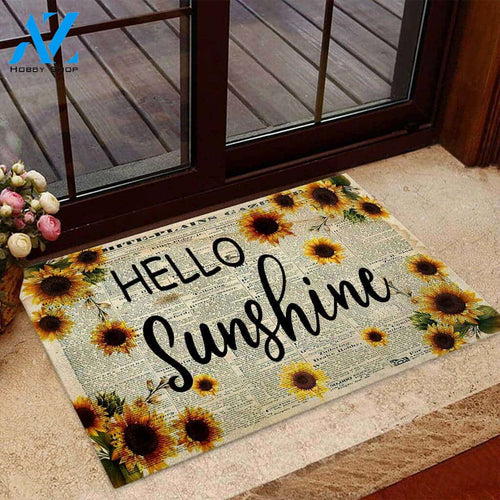 Hello Sunshine – Sunflower Easy Clean Welcome DoorMat | Felt And Rubber | 40x60 cm | 45x75 cm | 60x90 cm | Colorful | DO1078