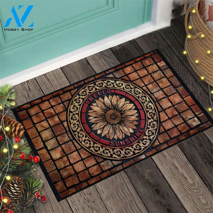 Hello Sunshine – Sunflower Easy Clean Welcome DoorMat | Felt And Rubber | 40x60 cm | 45x75 cm | 60x90 cm | Colorful | DO1077