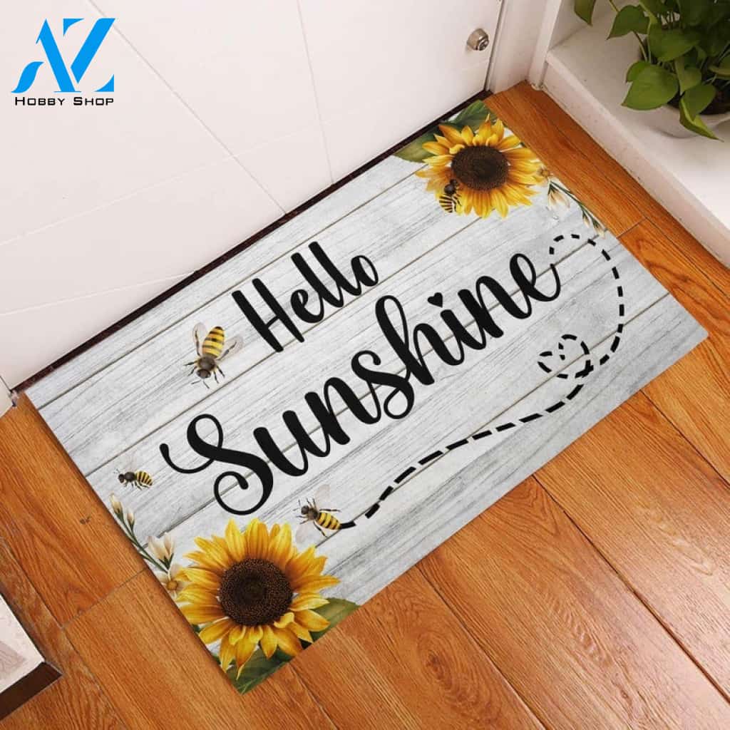 Hello Sunshine Sunflower Summer Funny Indoor And Outdoor Doormat Warm House Gift Welcome Mat Birthday Gift For Friend Family