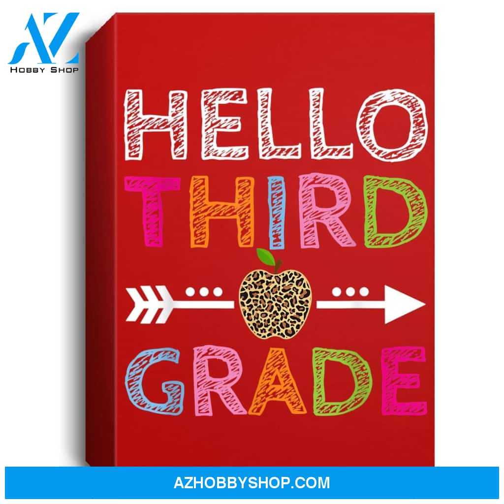 Hello Third Grade Leopard Cute 3Rd Grade Teacher Student Portrait Canvas