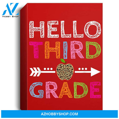 Hello Third Grade Leopard Cute 3Rd Grade Teacher Student Portrait Canvas