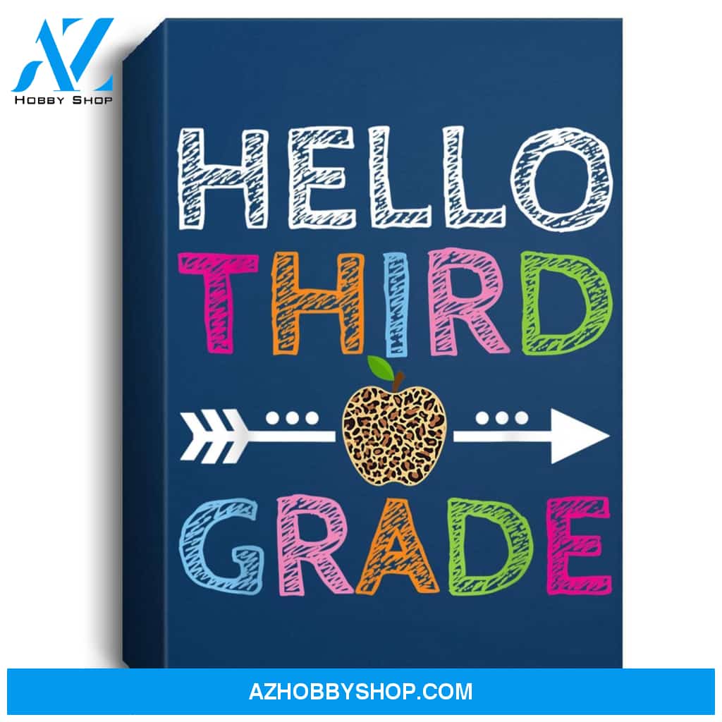 Hello Third Grade Leopard Cute 3Rd Grade Teacher Student Portrait Canvas