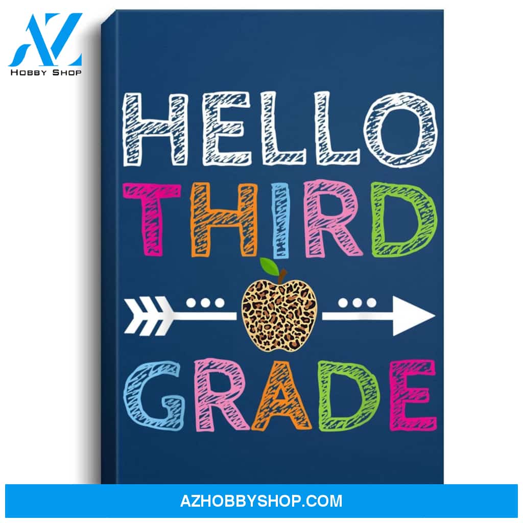 Hello Third Grade Leopard Cute 3Rd Grade Teacher Student Portrait Canvas