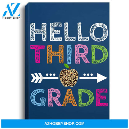 Hello Third Grade Leopard Cute 3Rd Grade Teacher Student Portrait Canvas