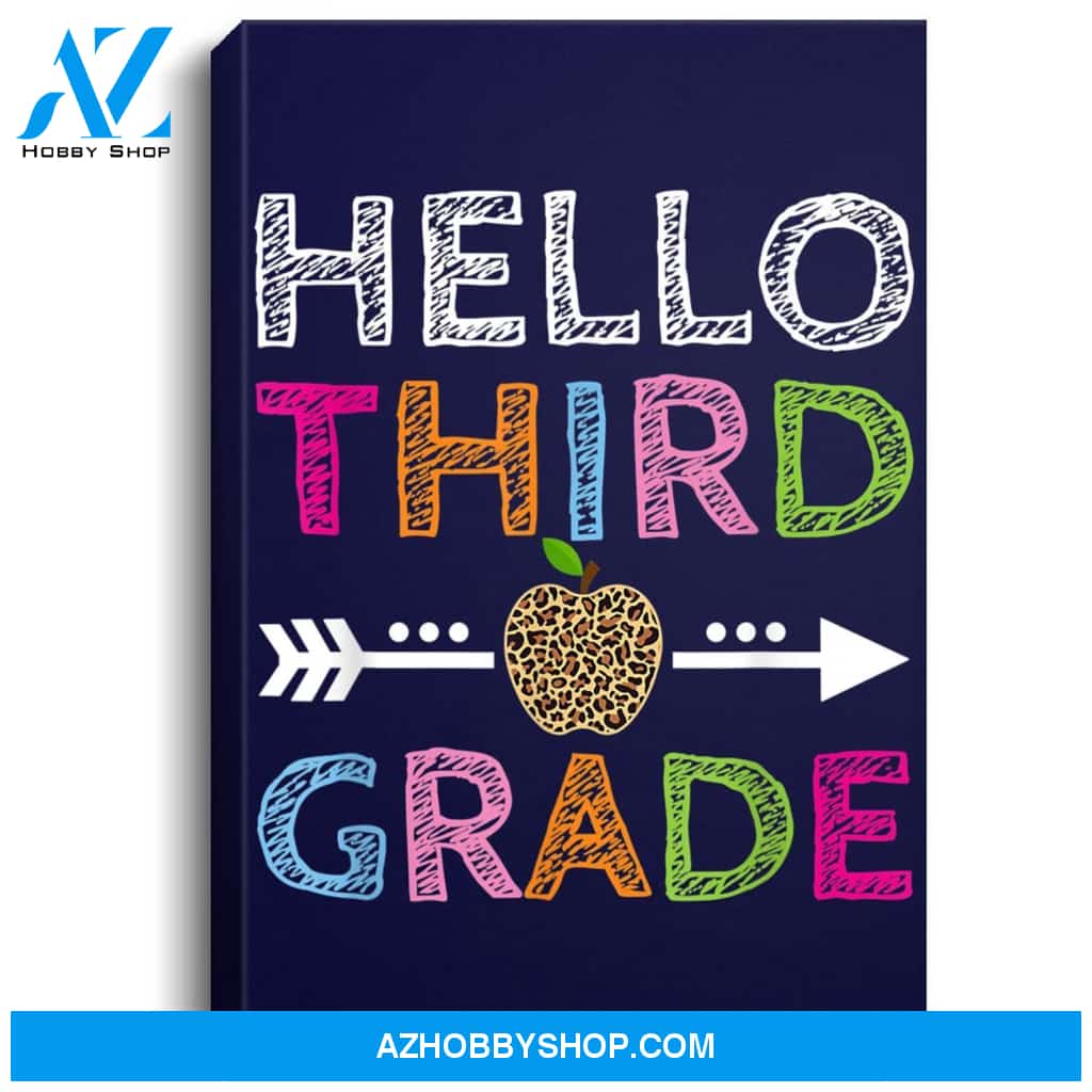 Hello Third Grade Leopard Cute 3Rd Grade Teacher Student Portrait Canvas