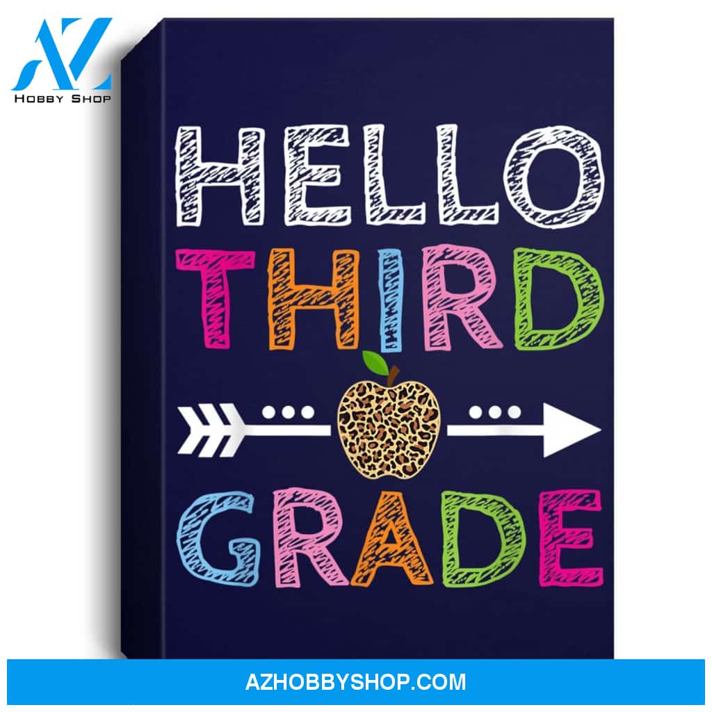 Hello Third Grade Leopard Cute 3Rd Grade Teacher Student Portrait Canvas