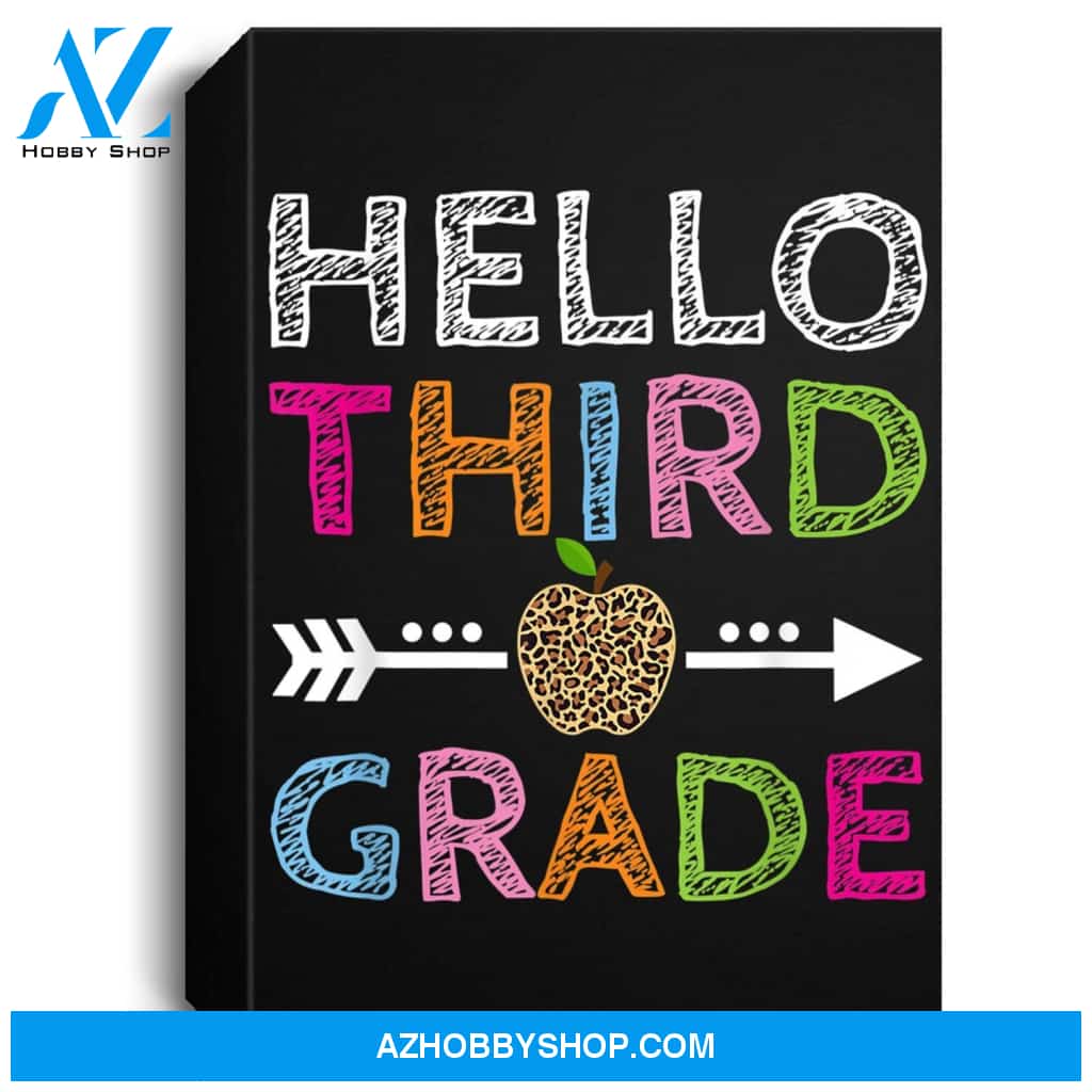 Hello Third Grade Leopard Cute 3Rd Grade Teacher Student Portrait Canvas