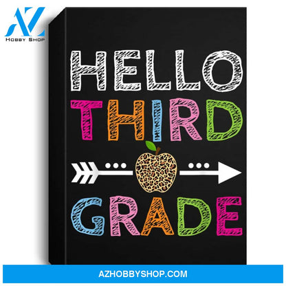 Hello Third Grade Leopard Cute 3Rd Grade Teacher Student Portrait Canvas