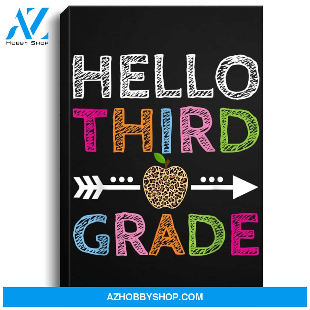 Hello Third Grade Leopard Cute 3Rd Grade Teacher Student Portrait Canvas