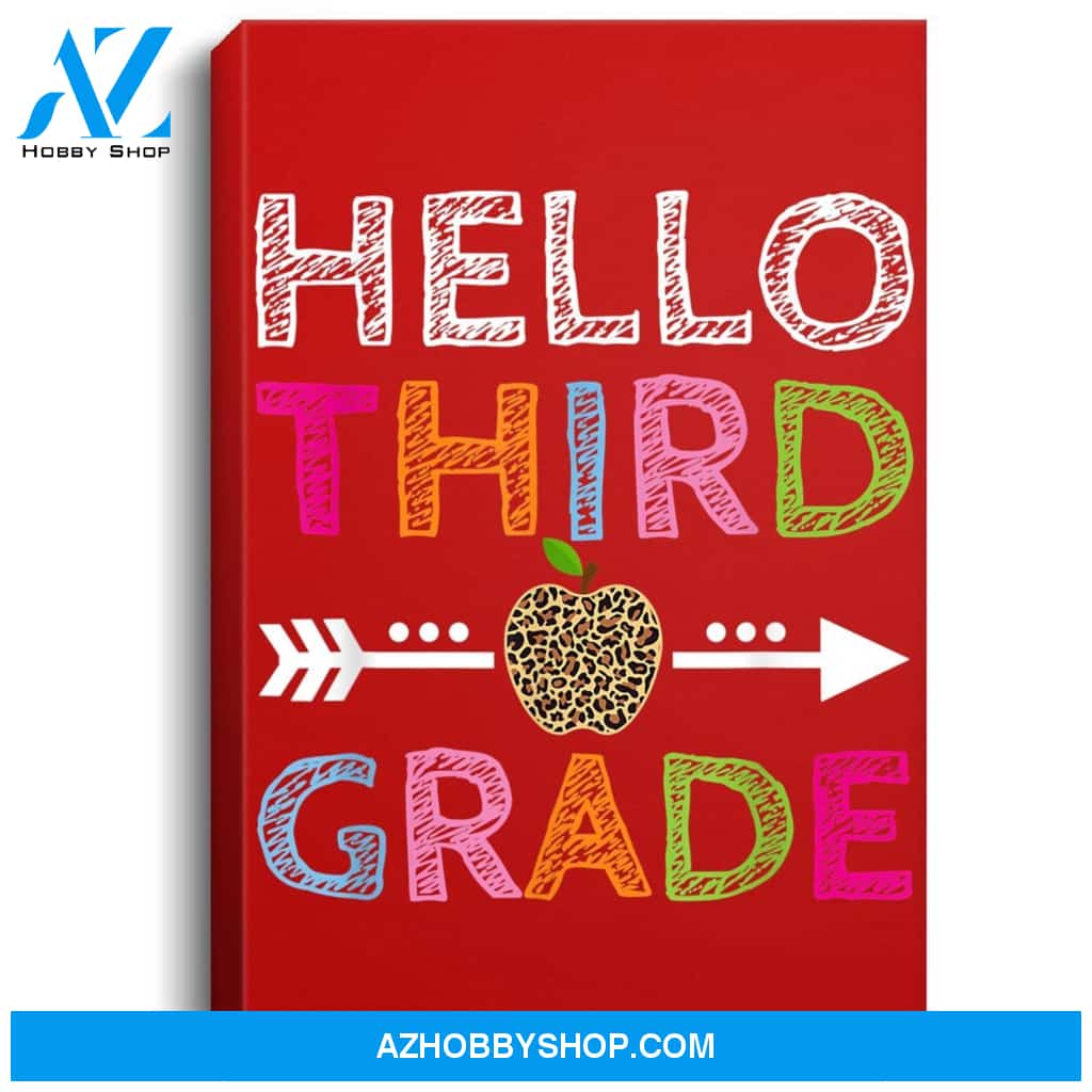 Hello Third Grade Leopard Cute 3Rd Grade Teacher Student Portrait Canvas