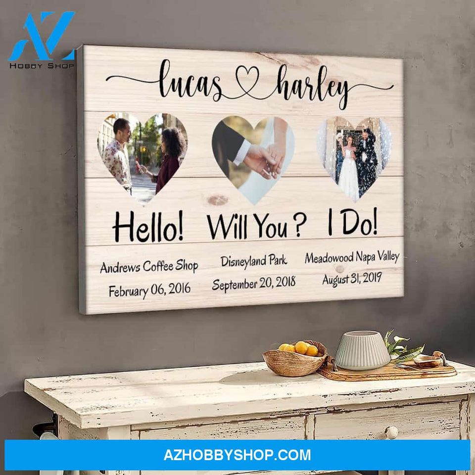 Hello! Will you? I do! - Personalized Canvas