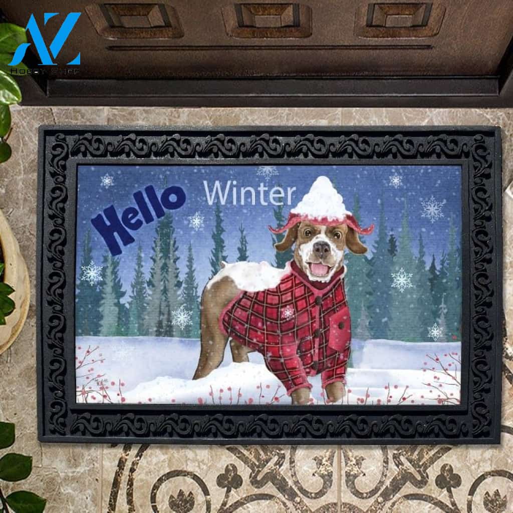 Hello Winter Dog Doormat - 18" x 30"