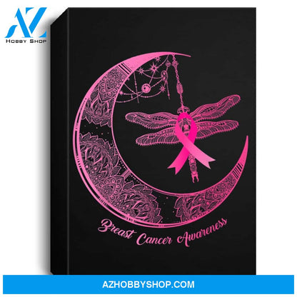 Henna Moon Dragonfly Pink Ribbon Breast Cancer Awareness Portrait Canvas