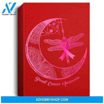 Henna Moon Dragonfly Pink Ribbon Breast Cancer Awareness Portrait Canvas