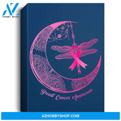 Henna Moon Dragonfly Pink Ribbon Breast Cancer Awareness Portrait Canvas
