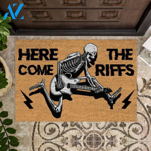 Here come the riffs Skeleton Doormat | Welcome Mat | House Warming Gift