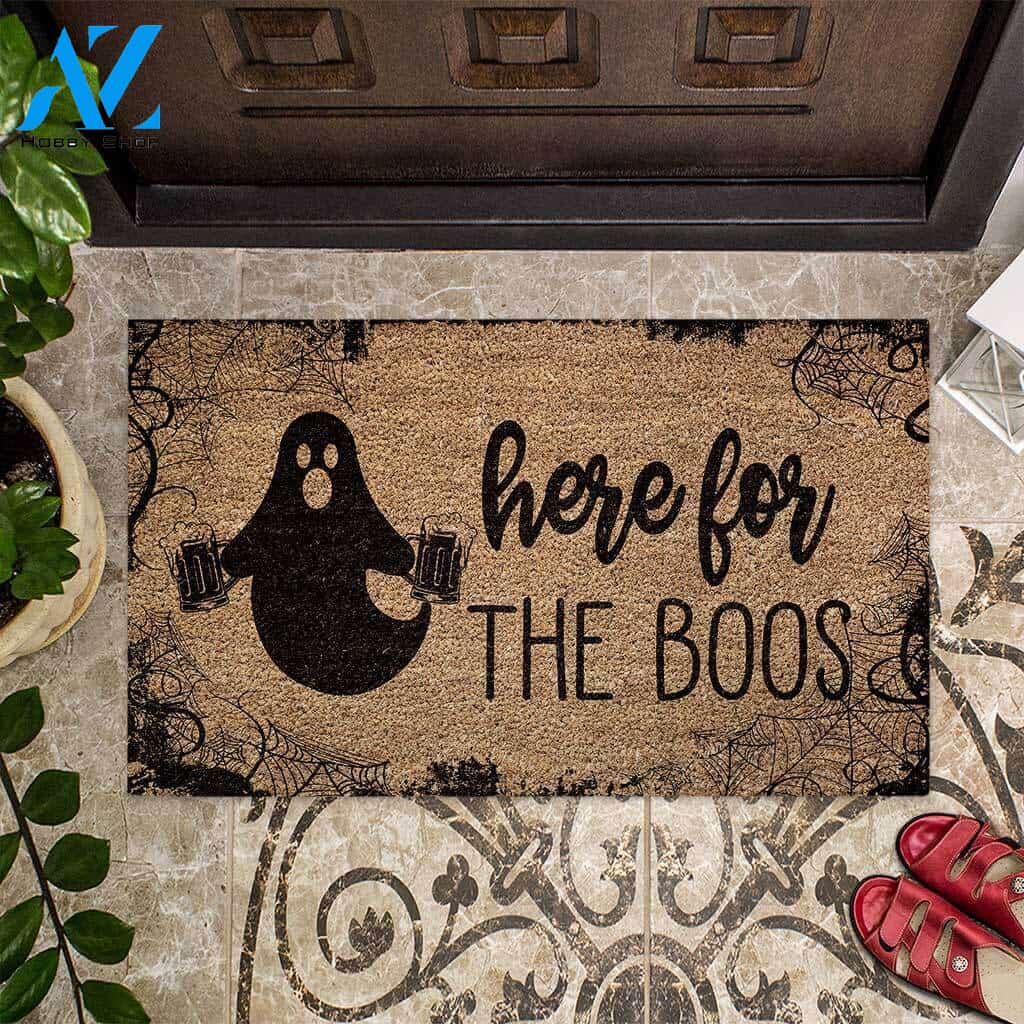 Here For The Boos – Beer Easy Clean Welcome DoorMat | Felt And Rubber | 40x60 cm | 45x75 cm | 60x90 cm | Colorful | DO1065