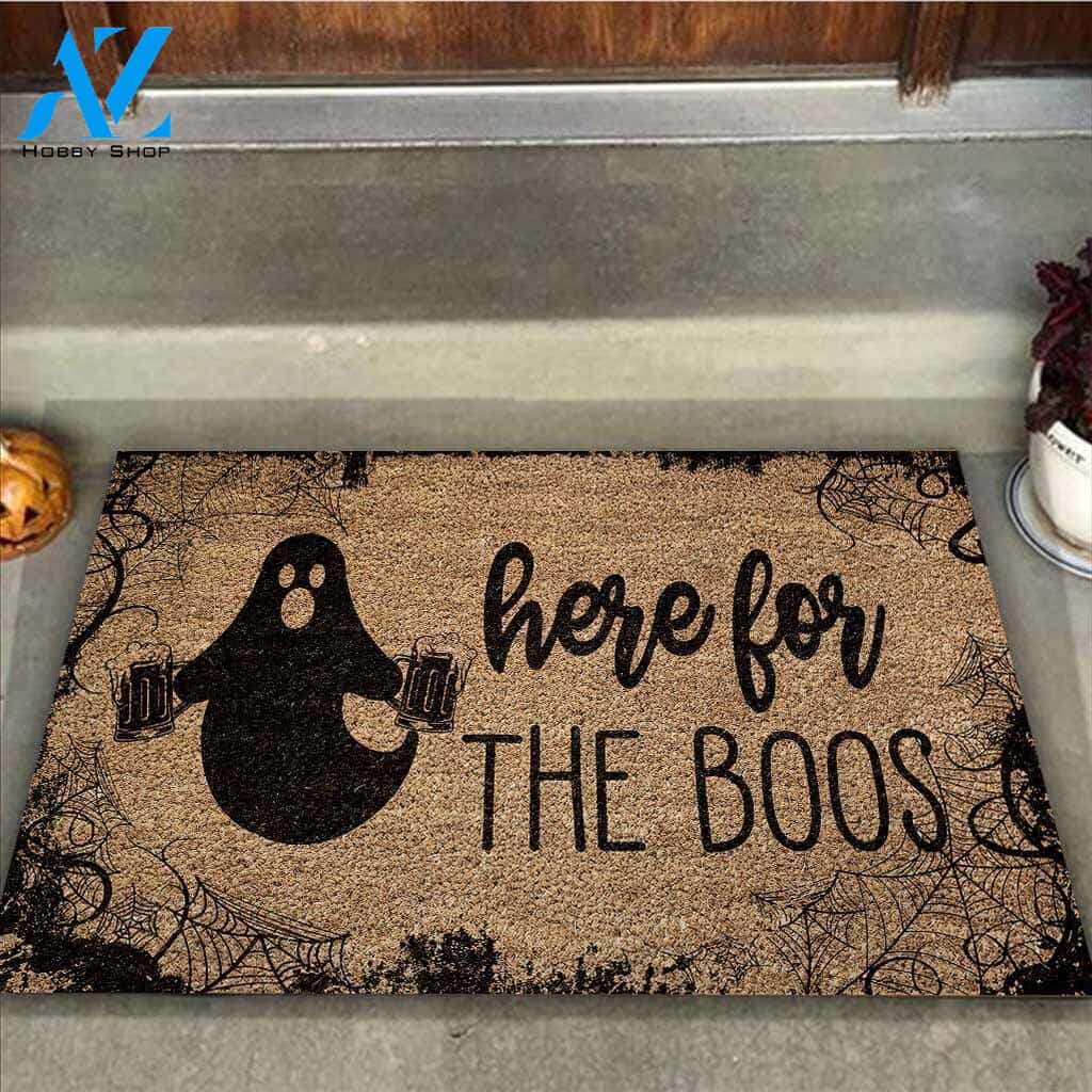 Here For The Boos – Beer Easy Clean Welcome DoorMat | Felt And Rubber | 40x60 cm | 45x75 cm | 60x90 cm | Colorful | DO1065