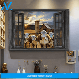 Hereford Cattle Cow Outside The Window Premium Canvas Wall Art, Wall Decor Visual Art