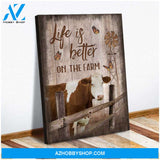 Hereford Cows Life Is Better On The Farm Canvas Wall Art Farmhouse Decor