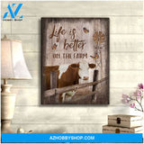Hereford Cows Life Is Better On The Farm Canvas Wall Art Farmhouse Decor