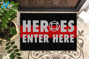 Heroes Enter Here Firefighter Doormat | WELCOME MAT | HOUSE WARMING GIFT