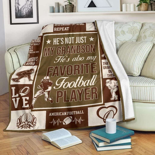 He's Not Just My Grandson He's Also My Favorite Football Player Blanket Gift For Grandson Birthday Gift Home Decor Bedding Couch Sofa Soft and Comfy Cozy