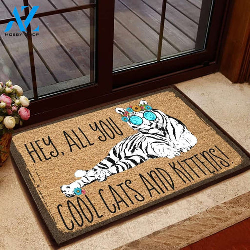 Hey, All You Cool Cat & Kittens Doormat Welcome Mat House Warming Gift Home Decor Funny Doormat Gift Idea