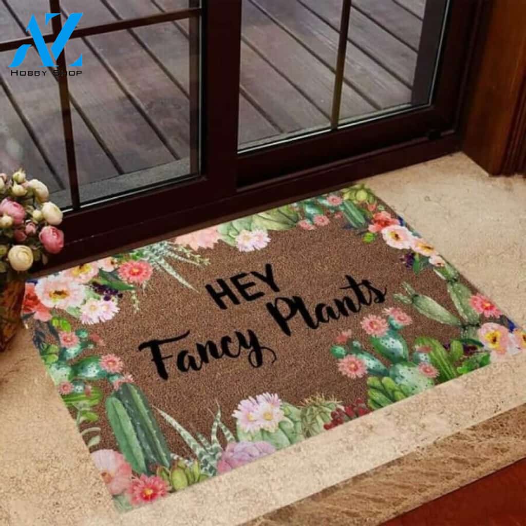 Hey Fancy Plants Cactus Coir Pattern Print Doormat | Welcome Mat | House Warming Gift