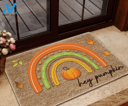 Hey Pumpkin Rainbow Welcome Fall Doormat Gift For Friend Family Home Decor Warm House Gift Welcome Mat