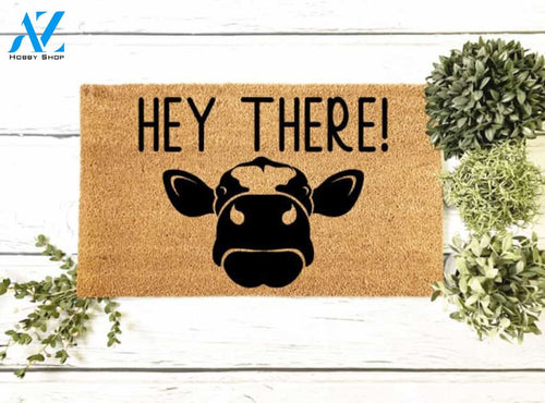 Hey There Cow Doormat, Cow Welcome Mat, Welcome Cow, Western Rug, Cow Lover Gift, Hey There Doormat, Western Doormat, Cute Cow Doormat