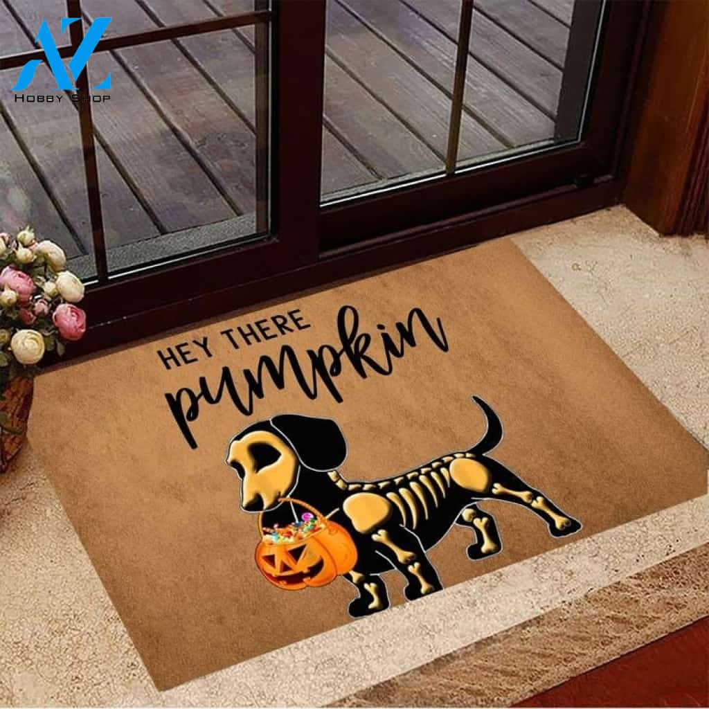 Hey There Pumpkin Dachshund Dog Doormat Welcome Mat Housewarming Gift Home Decor Funny Doormat Gift For Dog Lovers Happy Halloween Gift Idea