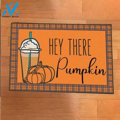 Hey There Pumpkin Drink Halloween Doormat Indoor and Outdoor Mat Entrance Rug Funny Home Decor Closing Gift Gift for Friend Idea