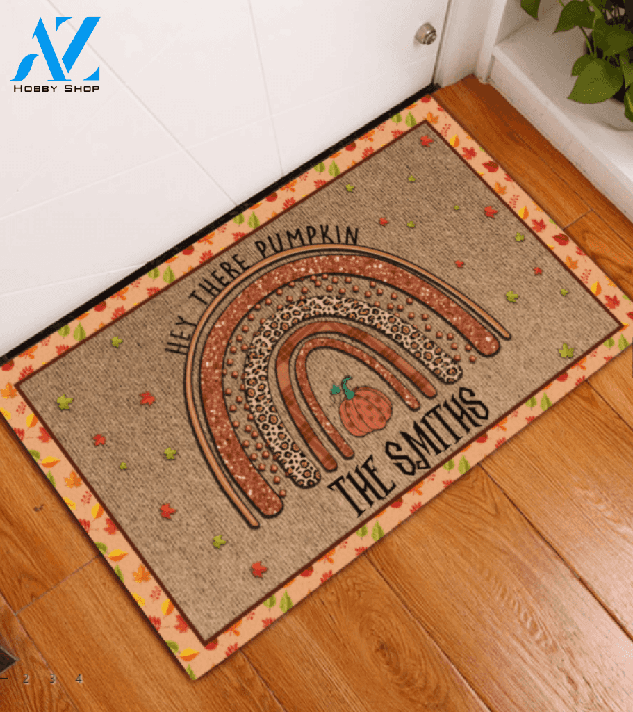 Hey There Pumpkin Personalized Doormat, Pumpkin Doormat, Gift For Fall Lovers, Gift For Thanksgiving Christmas Decor Warm House Gift