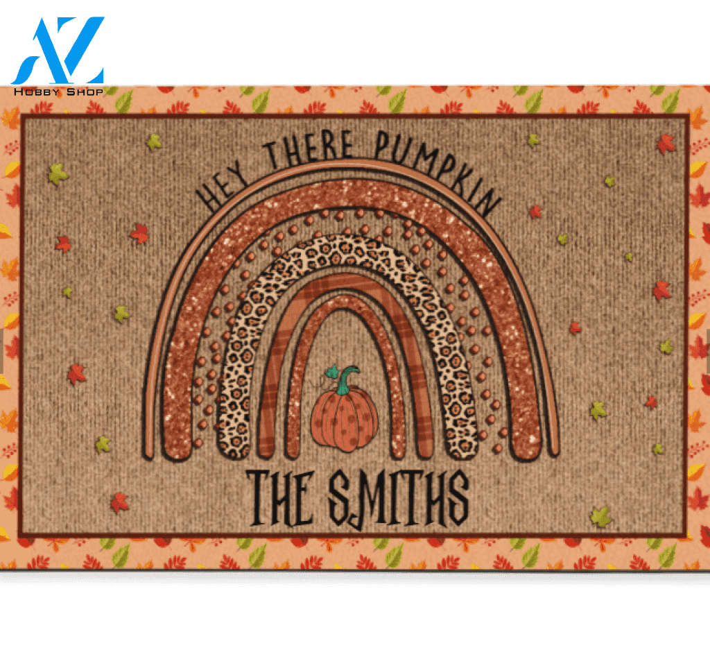 Hey There Pumpkin Personalized Doormat, Pumpkin Doormat, Gift For Fall Lovers, Gift For Thanksgiving Christmas Decor Warm House Gift